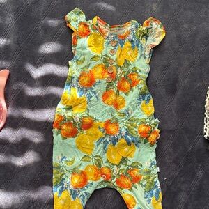 Floral Fruit Print Baby Romper